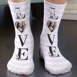 PEANUTS® Love Stripe Photo Socks