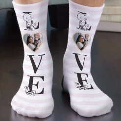 PEANUTS® Love Stripe Photo Socks