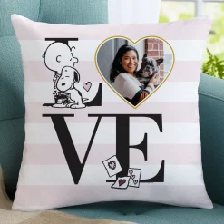 PEANUTS® Love Stripe Photo Throw Pillow