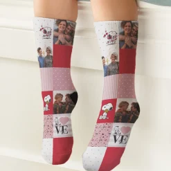 PEANUTS® Valentine's Photo Patchwork Socks