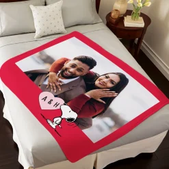 PEANUTS® Valentine's Snoopy™ Heart Initials Photo Plush Blanket