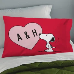 PEANUTS® Valentine's Snoopy™ Heart Initials Pillowcase