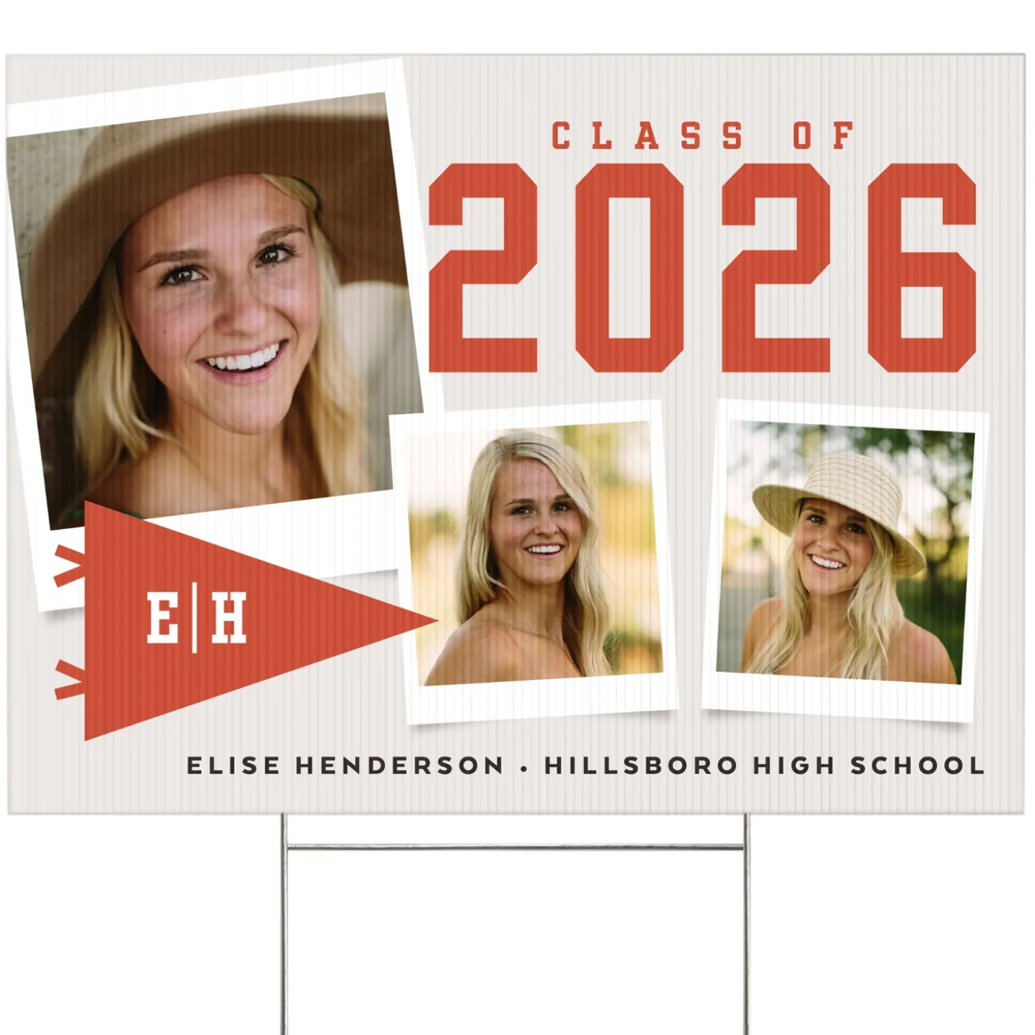 Pennant Year Graduation Photo Yard Sign