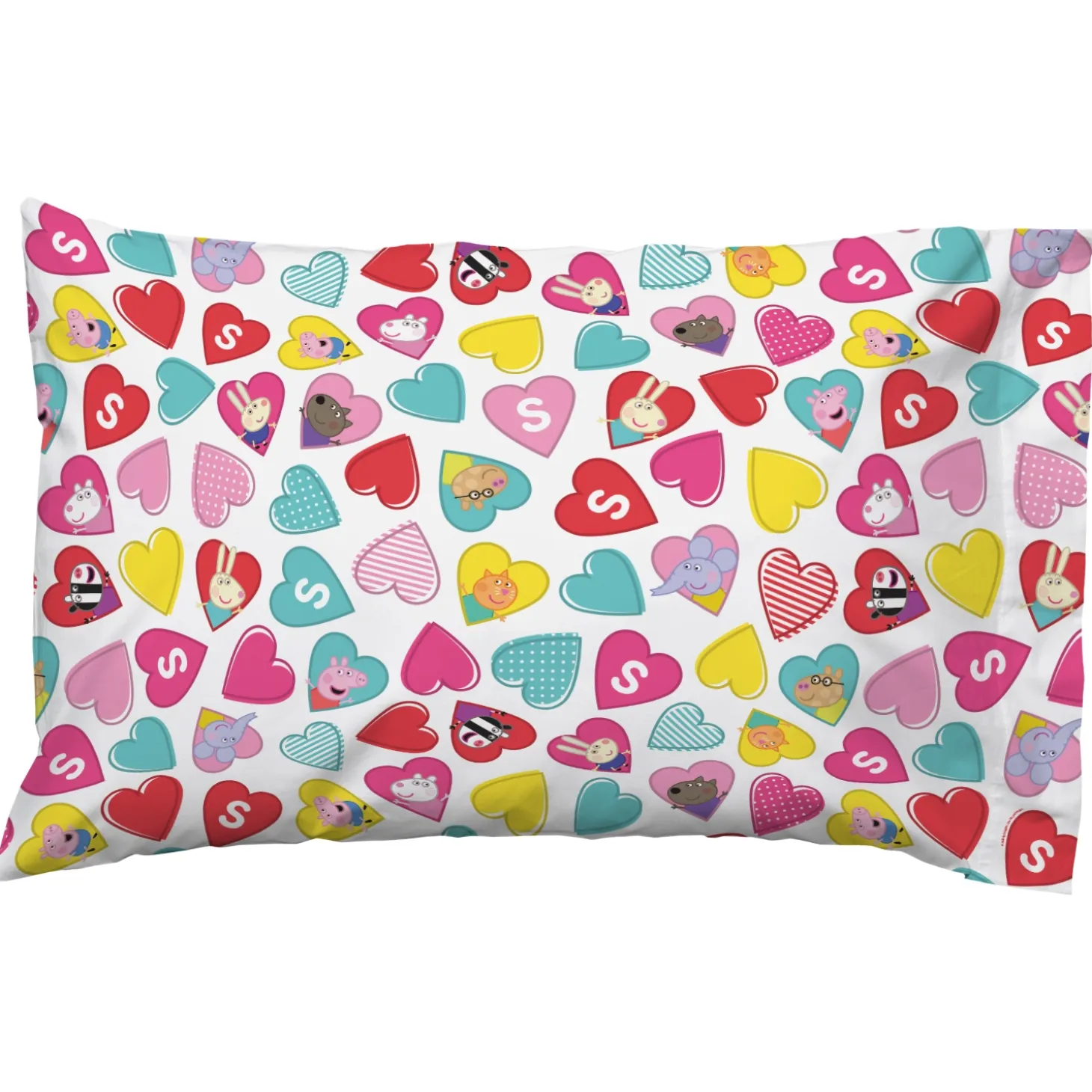 Peppa Pig and Friends Colorful Hearts Pillowcase