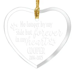Pet Memorial Glass Heart Ornament