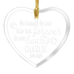 Pet Memorial Glass Heart Ornament