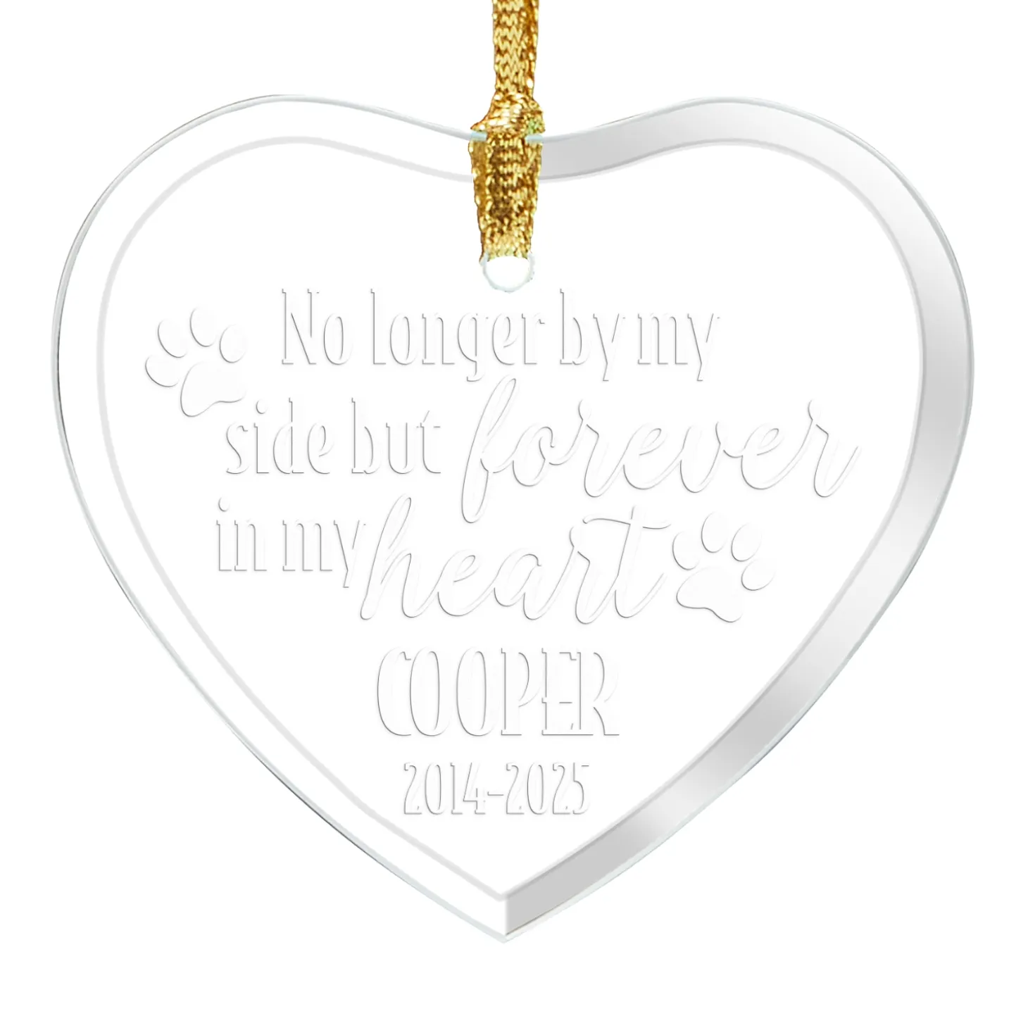 Pet Memorial Glass Heart Ornament