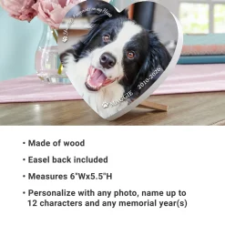 Pet Memorial Photo Wood Heart
