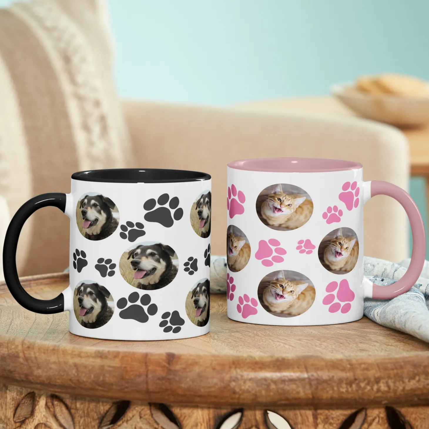 Pet Paw Print Photo Mug
