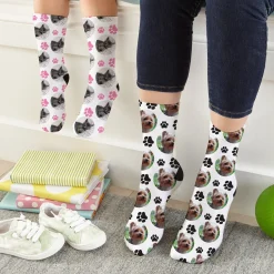 Pet Paw Print Photo Socks