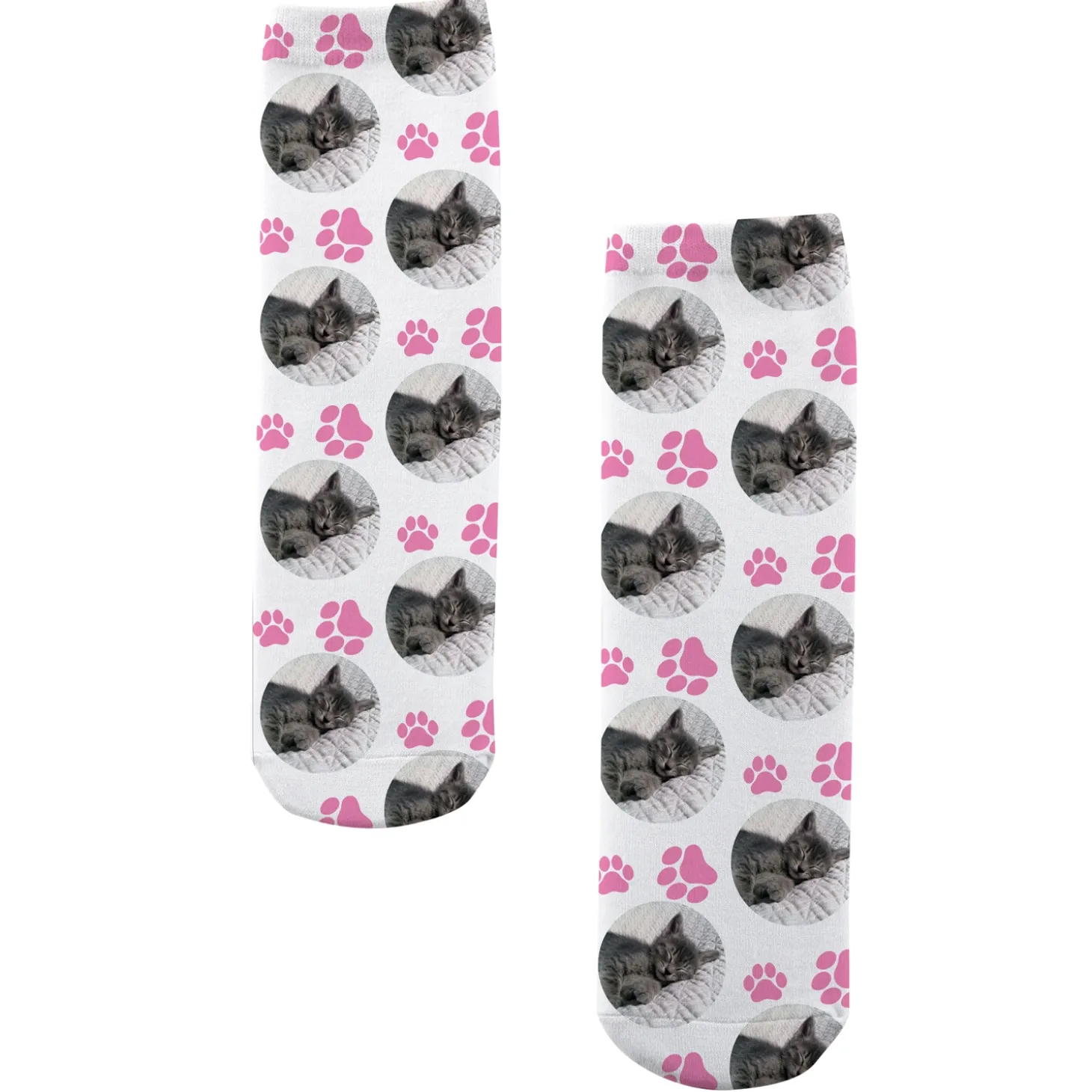 Pet Paw Print Photo Socks