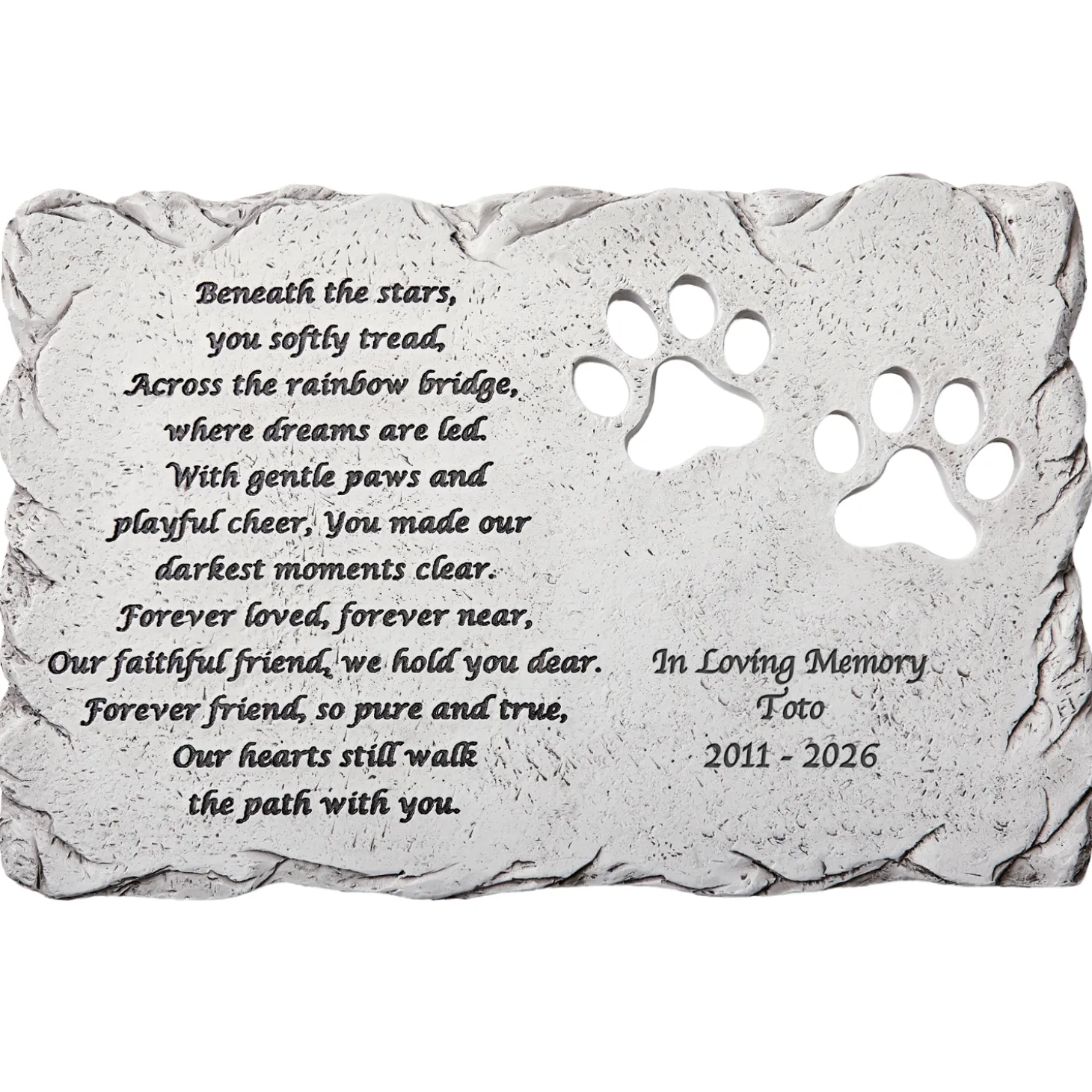 Pet Paw Prints Memorial Garden Stone