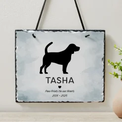Pet Silhouette Memorial Plaque Slate Sign