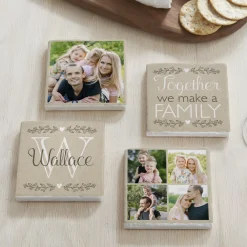 Photo Memory Collage Marble Coasters