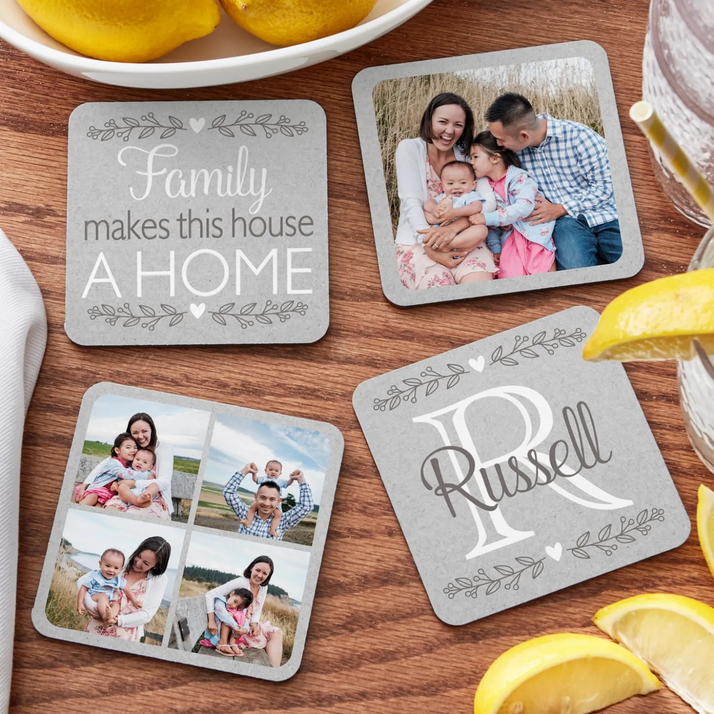 Photo Memory Collage Wood Coasters