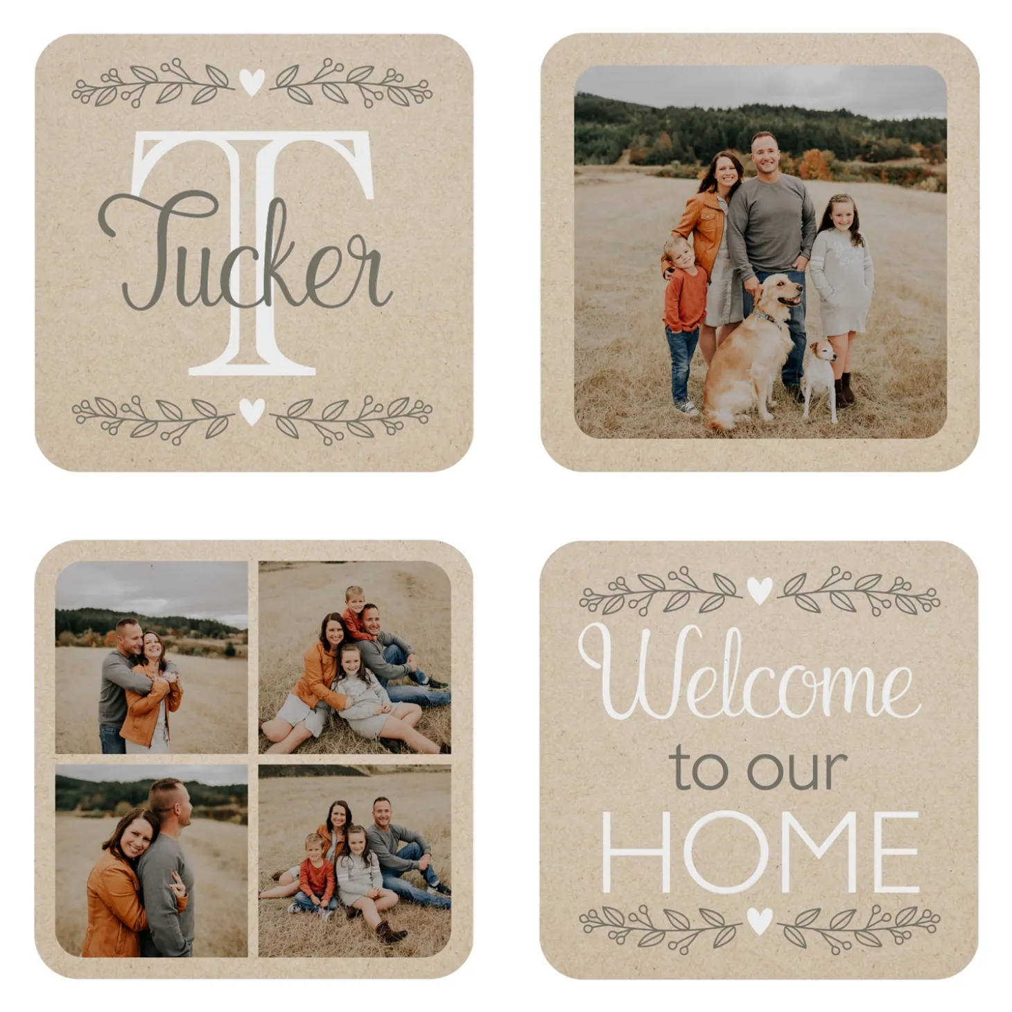 Photo Memory Collage Wood Coasters