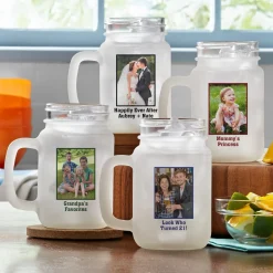 Photo Message Frosted Mason Jar