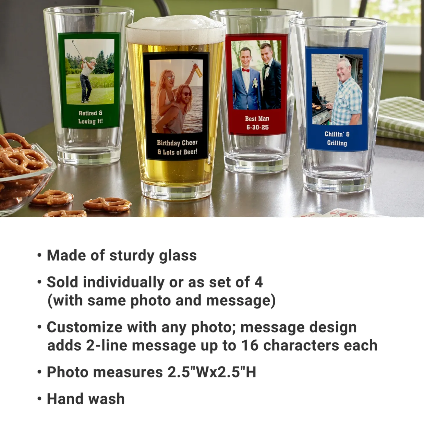 Photo Message Pint Beer Glass