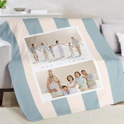 Photo Striped Plush Blanket