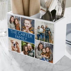 Picture-Perfect Photo Message Tile Wood Utensil Caddy