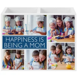 Picture-Perfect Photo Message Tile Wood Utensil Caddy
