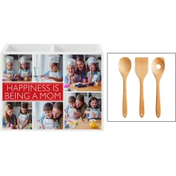 Picture-Perfect Photo Message Tile Wood Utensil Caddy