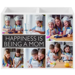 Picture-Perfect Photo Message Tile Wood Utensil Caddy