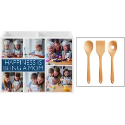 Picture-Perfect Photo Message Tile Wood Utensil Caddy