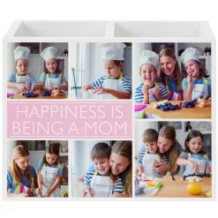 Picture-Perfect Photo Message Tile Wood Utensil Caddy