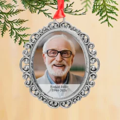 Picture-Perfect Photo Ornate Oval Memorial Ornament
