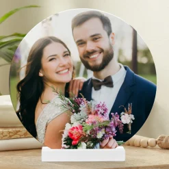 Picture-Perfect Photo Wood Circle with Stand