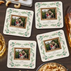Pine and Holly Photo Coasters