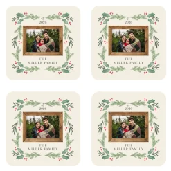 Pine and Holly Photo Coasters