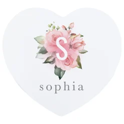 Pink Floral Initial Heart Keepsake Box