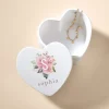 Pink Floral Initial Heart Keepsake Box