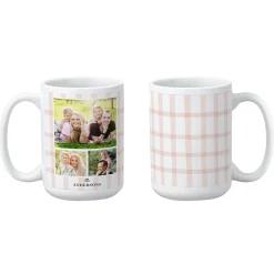 Pink Gingham Photo Collage Mug