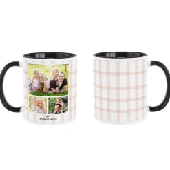 Pink Gingham Photo Collage Mug