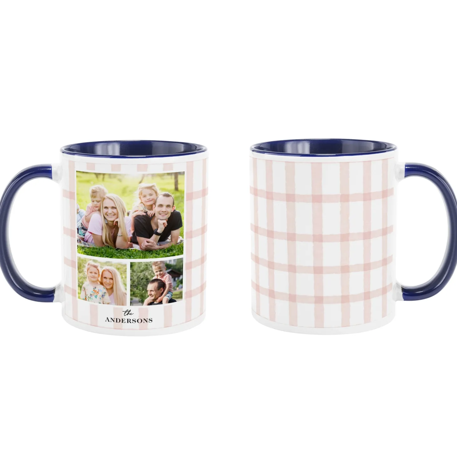 Pink Gingham Photo Collage Mug