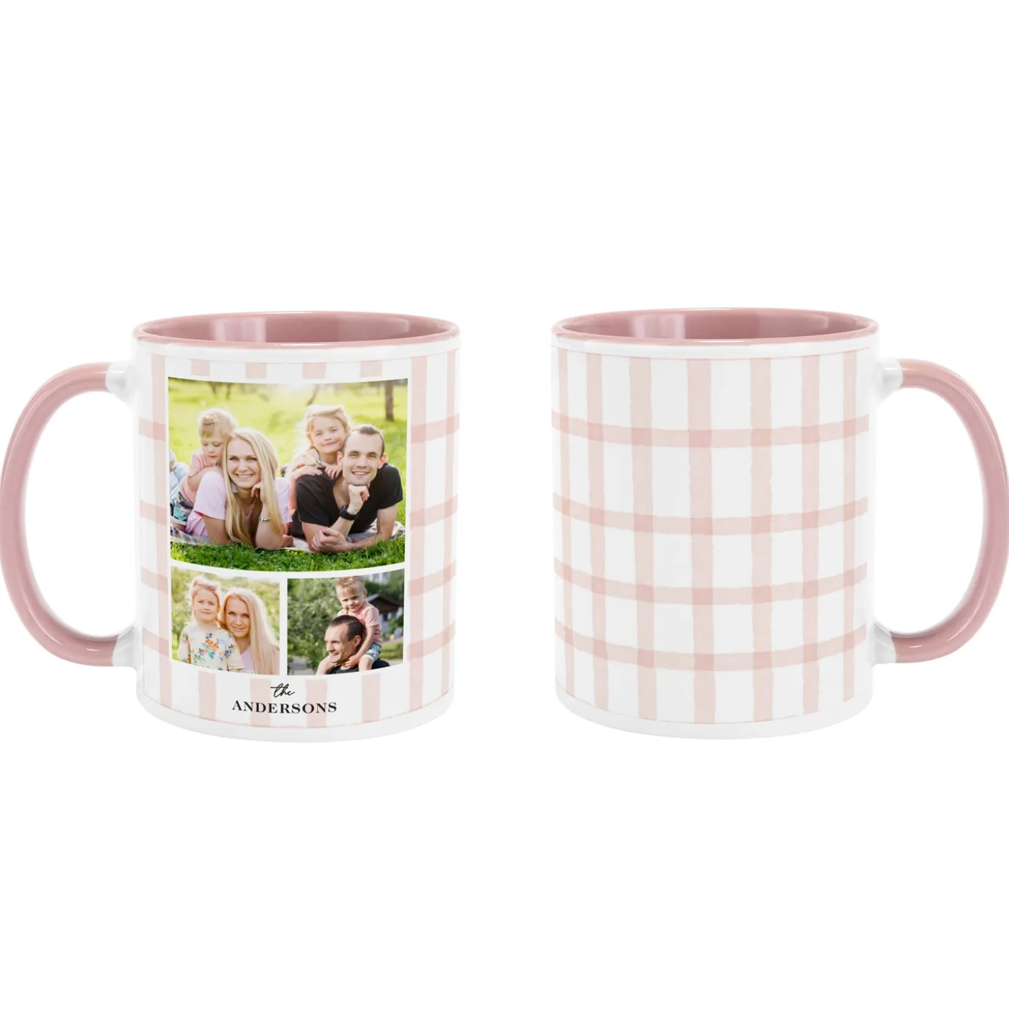 Pink Gingham Photo Collage Mug