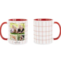 Pink Gingham Photo Collage Mug