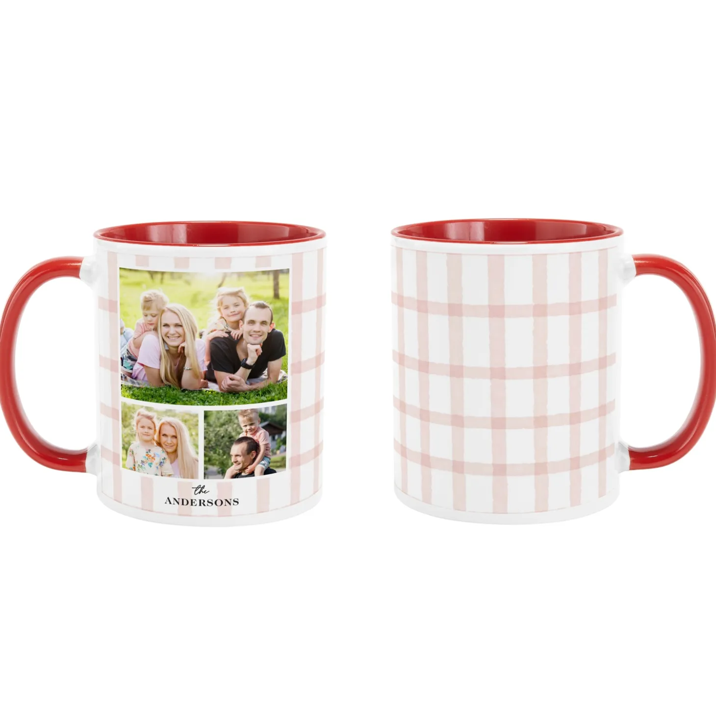 Pink Gingham Photo Collage Mug
