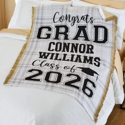 Plaid Grad Throw Blanket