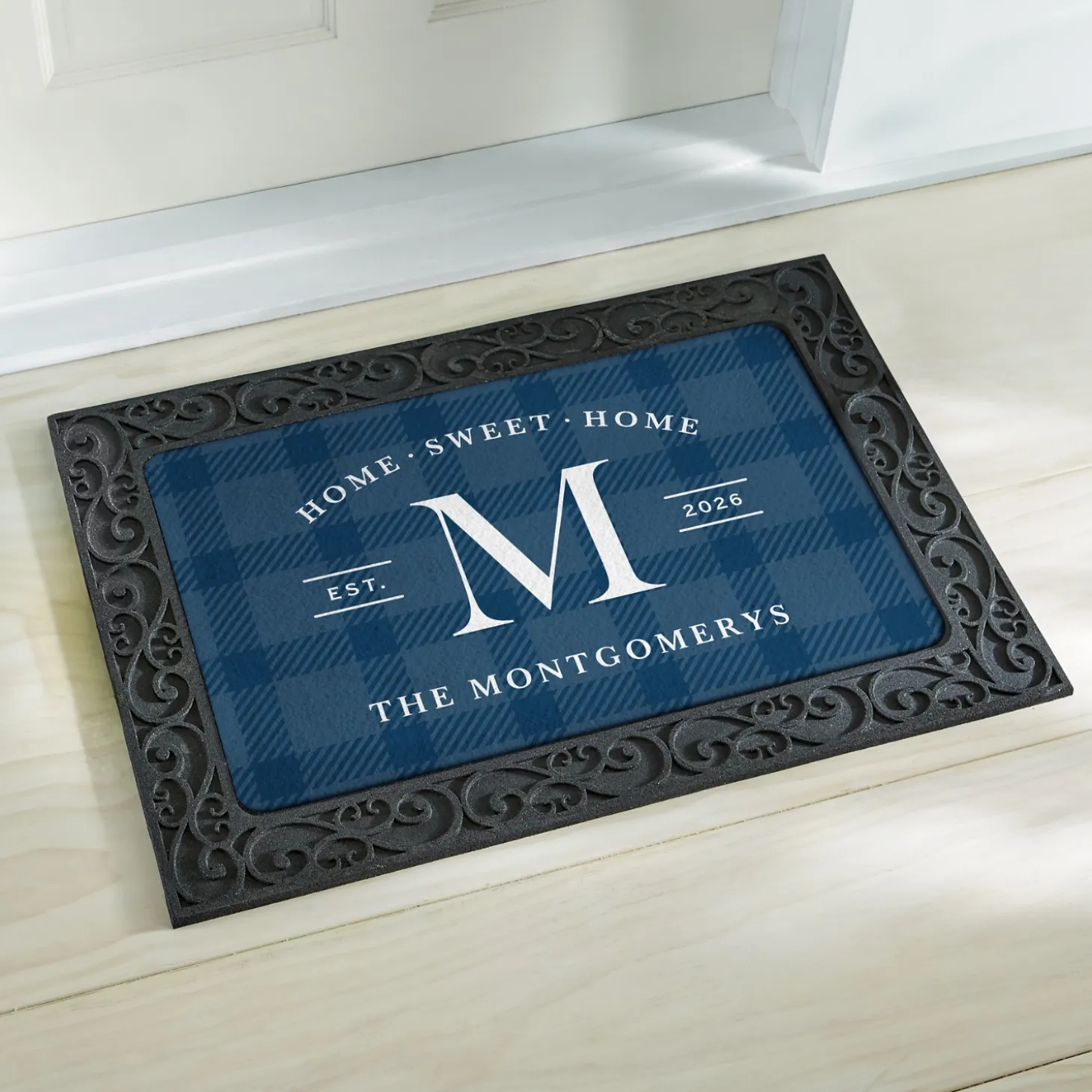 Plaid Home Sweet Home Doormat