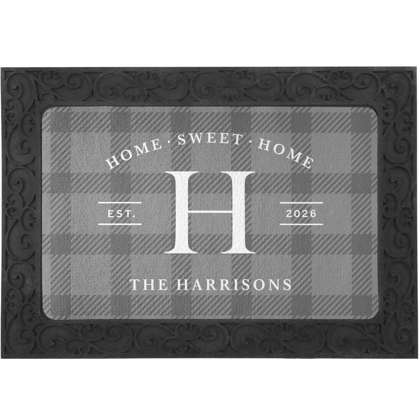 Plaid Home Sweet Home Doormat