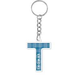 Plaid Initial And Name Acrylic Keychain
