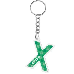 Plaid Initial And Name Acrylic Keychain
