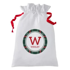 Plaid Initial and Name Oversized Gift Bag
