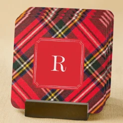 Plaid Initial Coaster