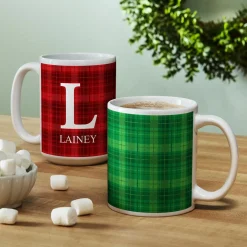 Plaid Initial Mug
