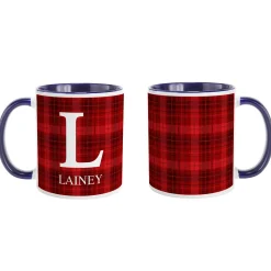 Plaid Initial Mug